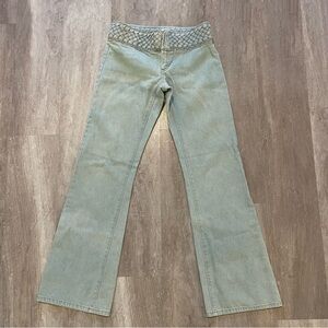 Gap Y2K Size 4 Low Rise Boot Cut Hip Hugger Light Blue Bareback Denim Jeans